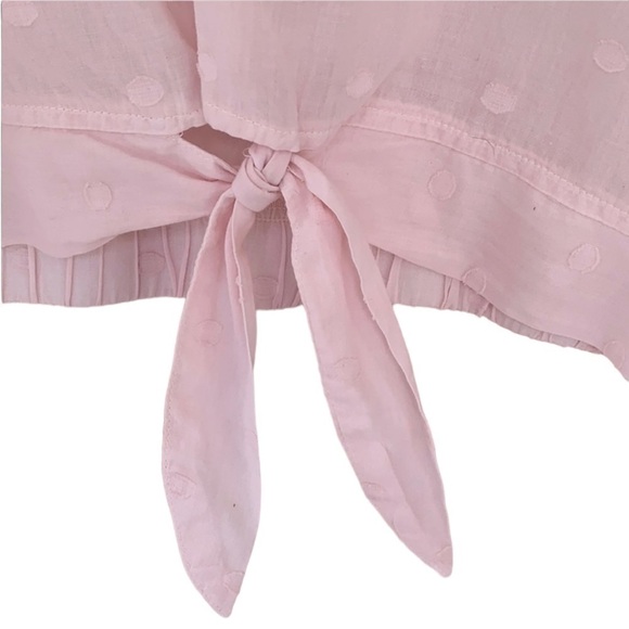 🌸 2/$25 NWT Pink Bella Dahl for Anthropologie Tie Front top blouse dots - Picture 5 of 8